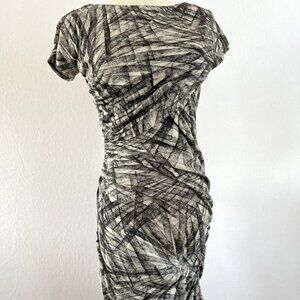 Bird by Juicy Couture Abstract Print Ruched Dress – Edgey & Sculpted Fit 🖤